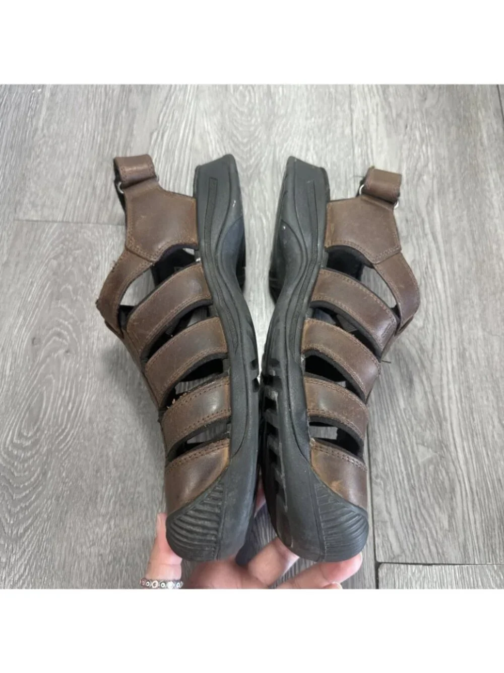 Keen Leather Sandals Mens Size 10 Brown Hiking Closed Toe Buckle Adjustable